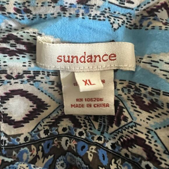 SUNDANCE Floral Patchwork Print Pullover Casual Dress Sz XL Hi Low Hem Bohemian - Picture 8 of 10